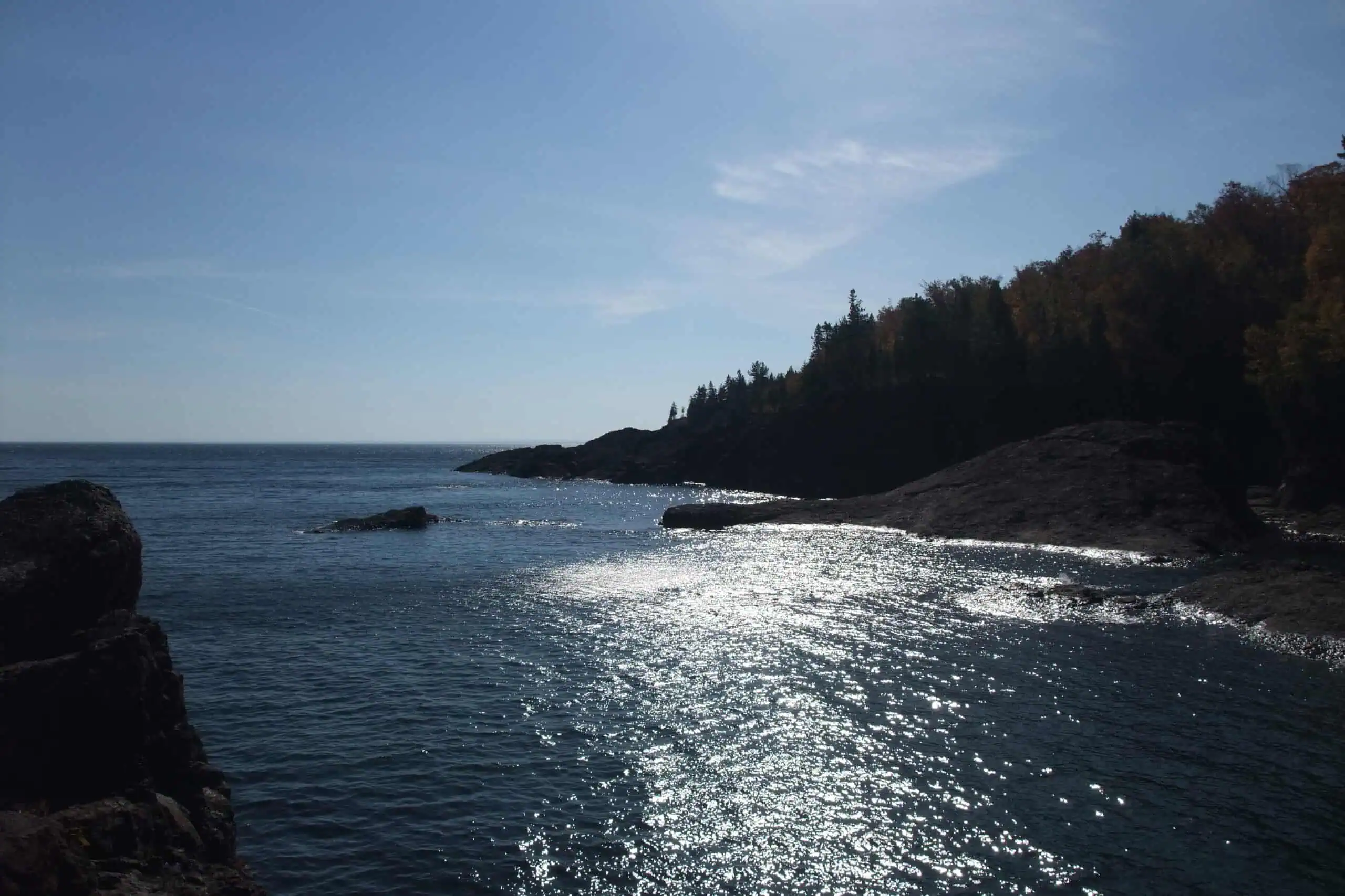 Rocky Lake Superior shoreline at Marquette, Michigan.