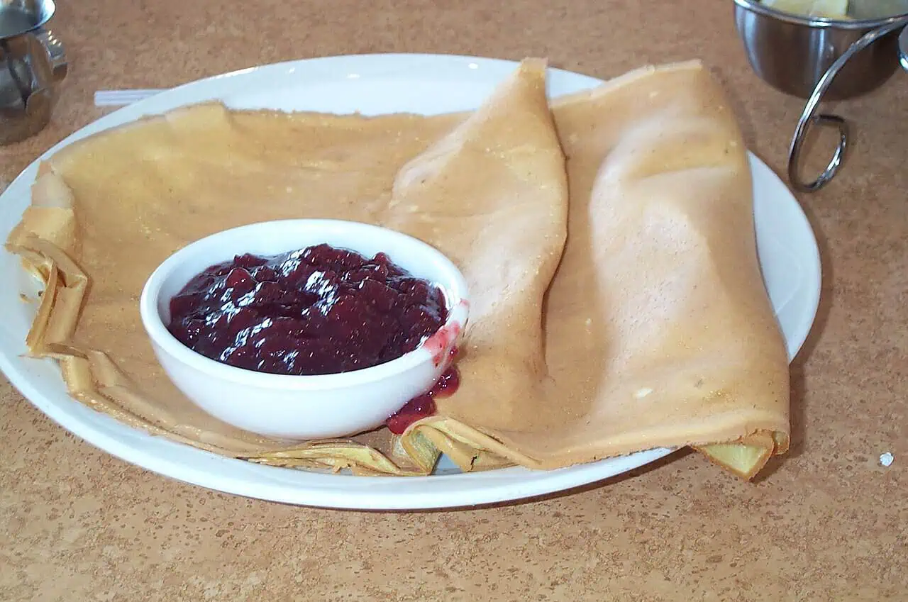 A plate of thin Swedish pancakes