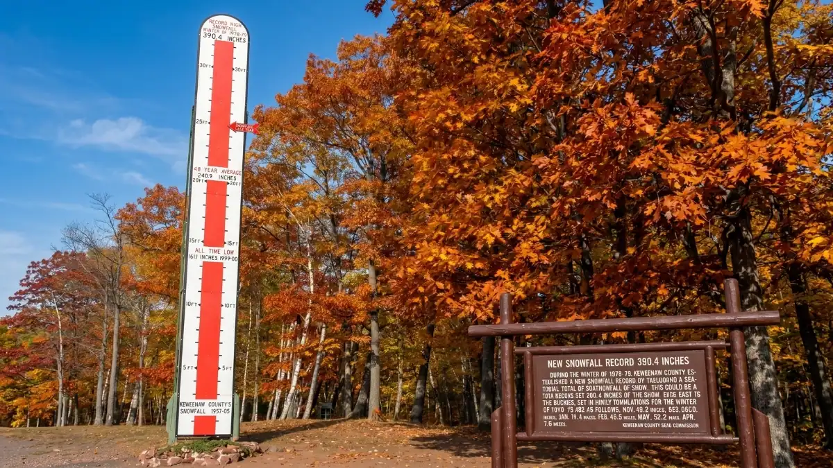 Keweenaw Snow Thermometer along US-41 near Mohawk Michigan