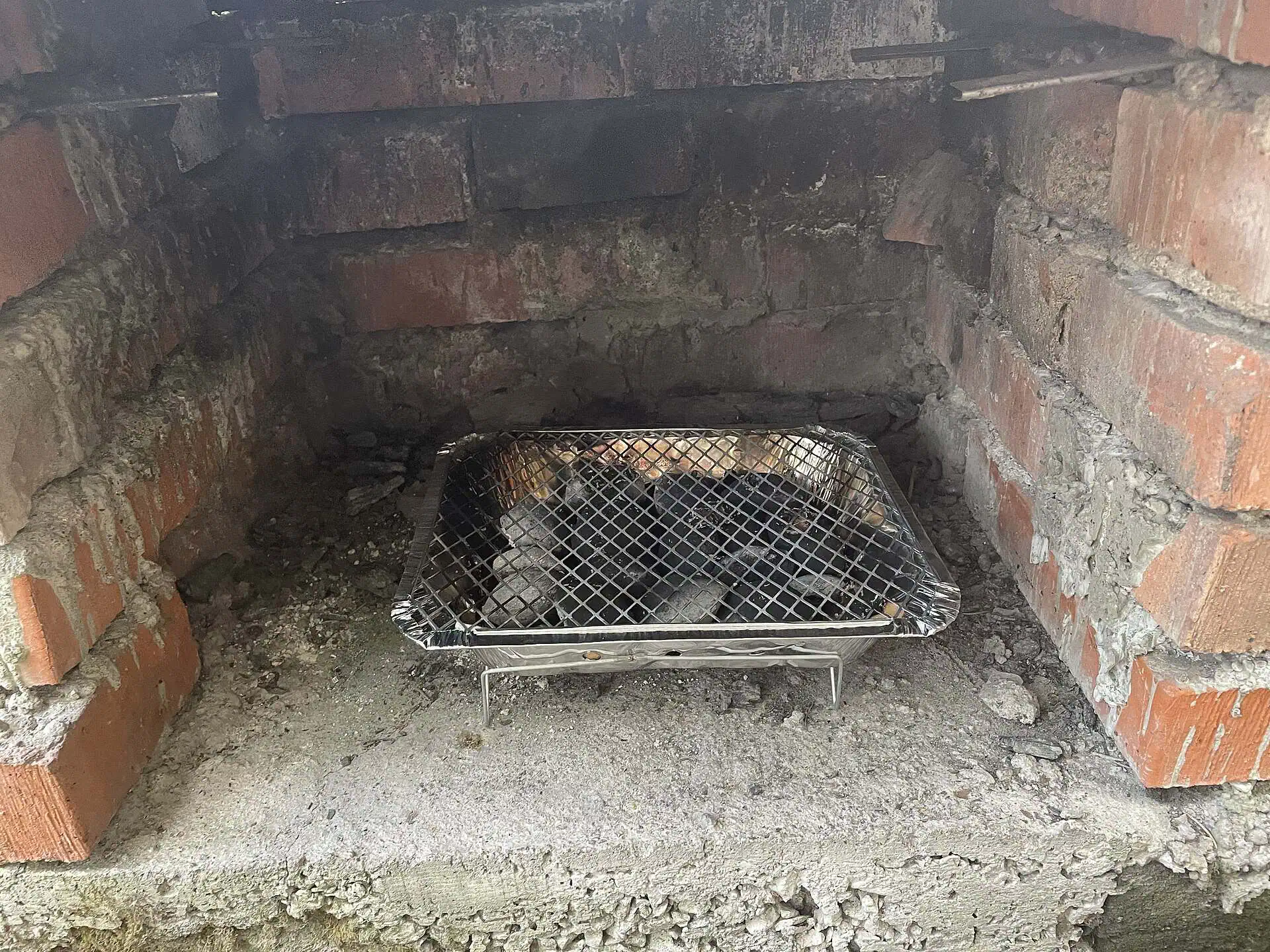 Glowing hot charcoal briquettes
