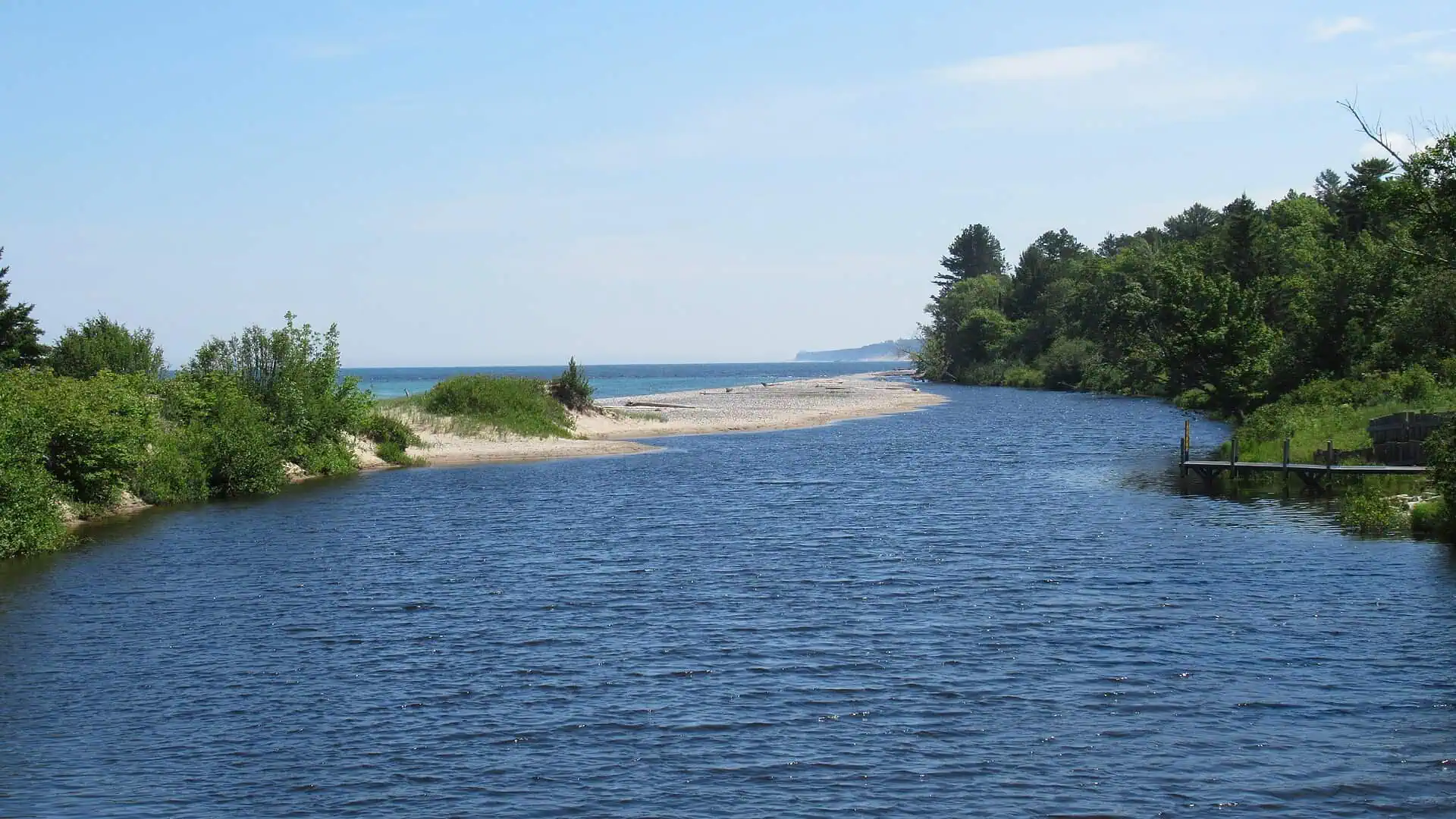 The mouth of the Two Hearted River meeting Lake Superior