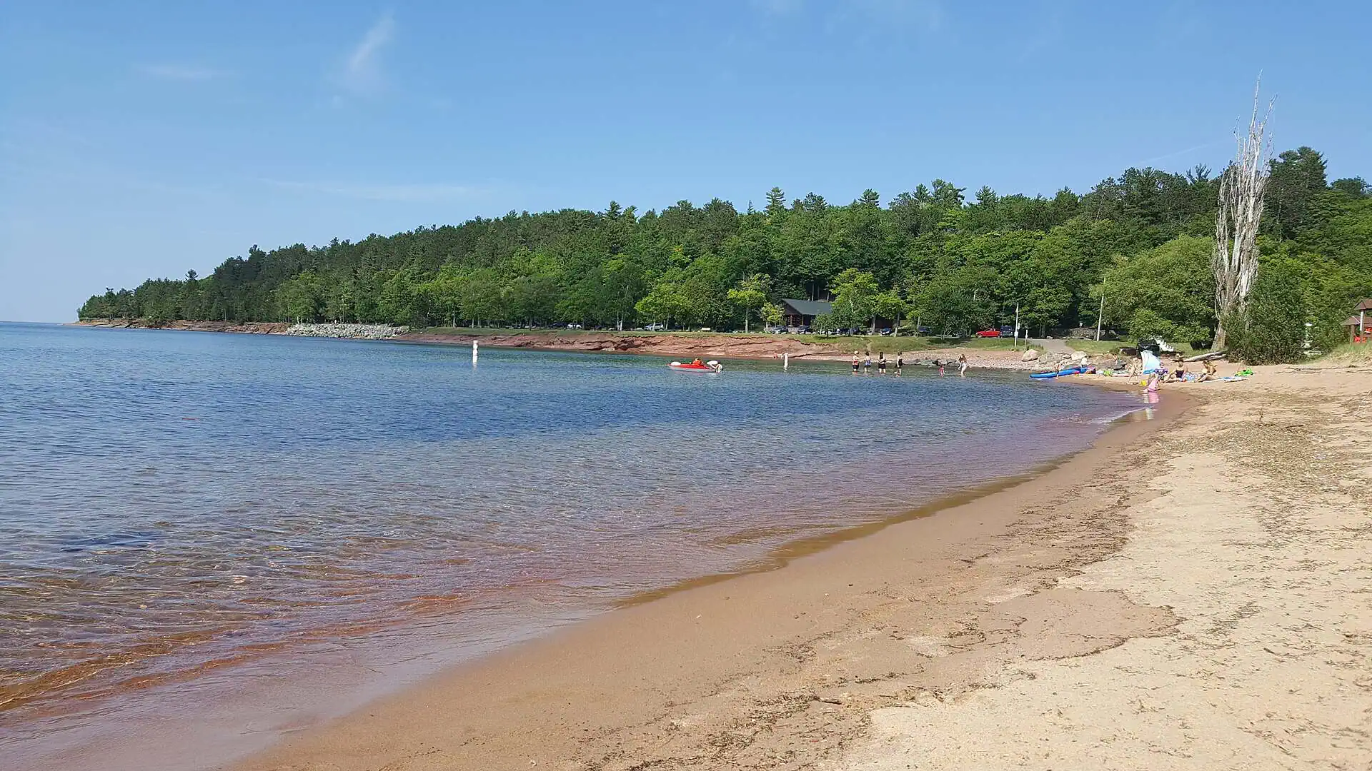 The rocky Lake Superior shoreline at Presque Isle Park in Marquette