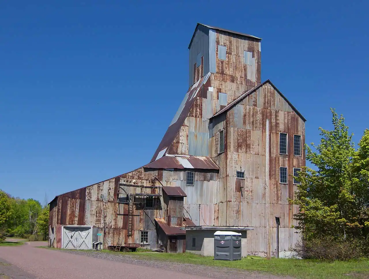 The Champion Mine No. 4 shaft-rock house and headframe standing at Painesdale, Michigan.
