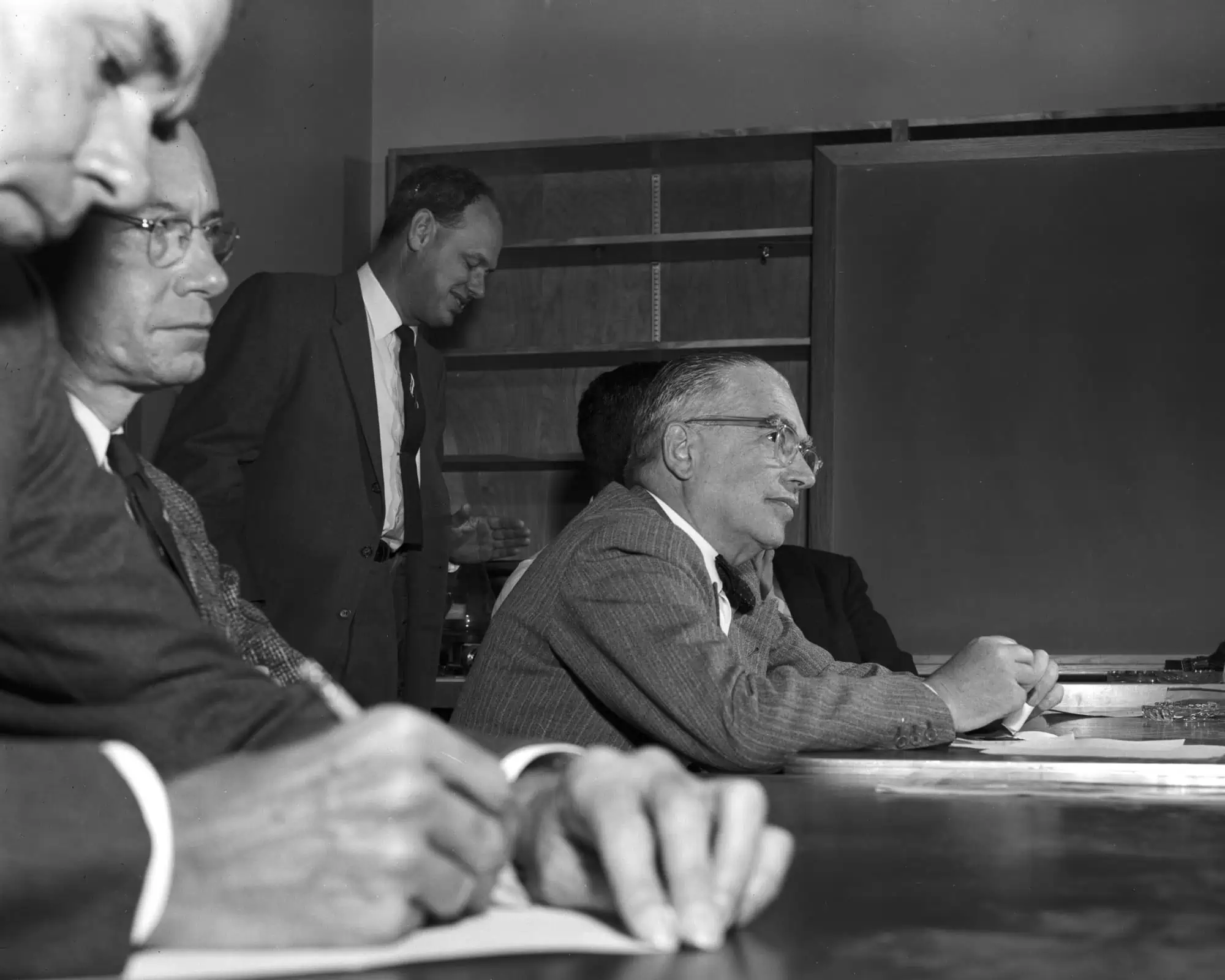 Glenn T. Seaborg with colleagues at a Nobel Prize press conference.